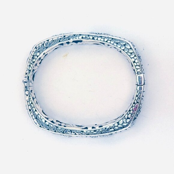 Estate Sarda Sterling Silver 925 Filigree Hinged Bangle Bracelet 6" 38.1g - Picture 5 of 13